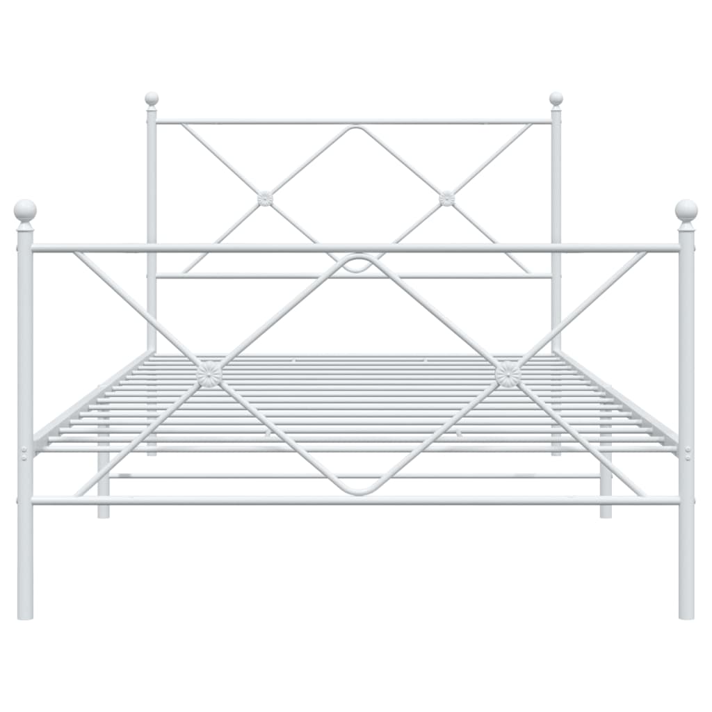 Sengeramme i metall med hode- og fotgavl hvit 100x200 cm