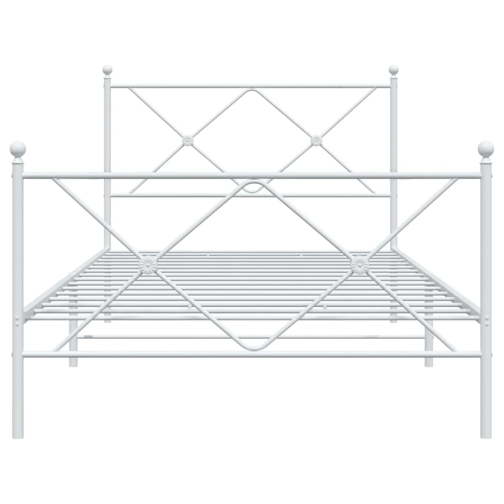 Sengeramme i metall med hode- og fotgavl hvit 107x203 cm