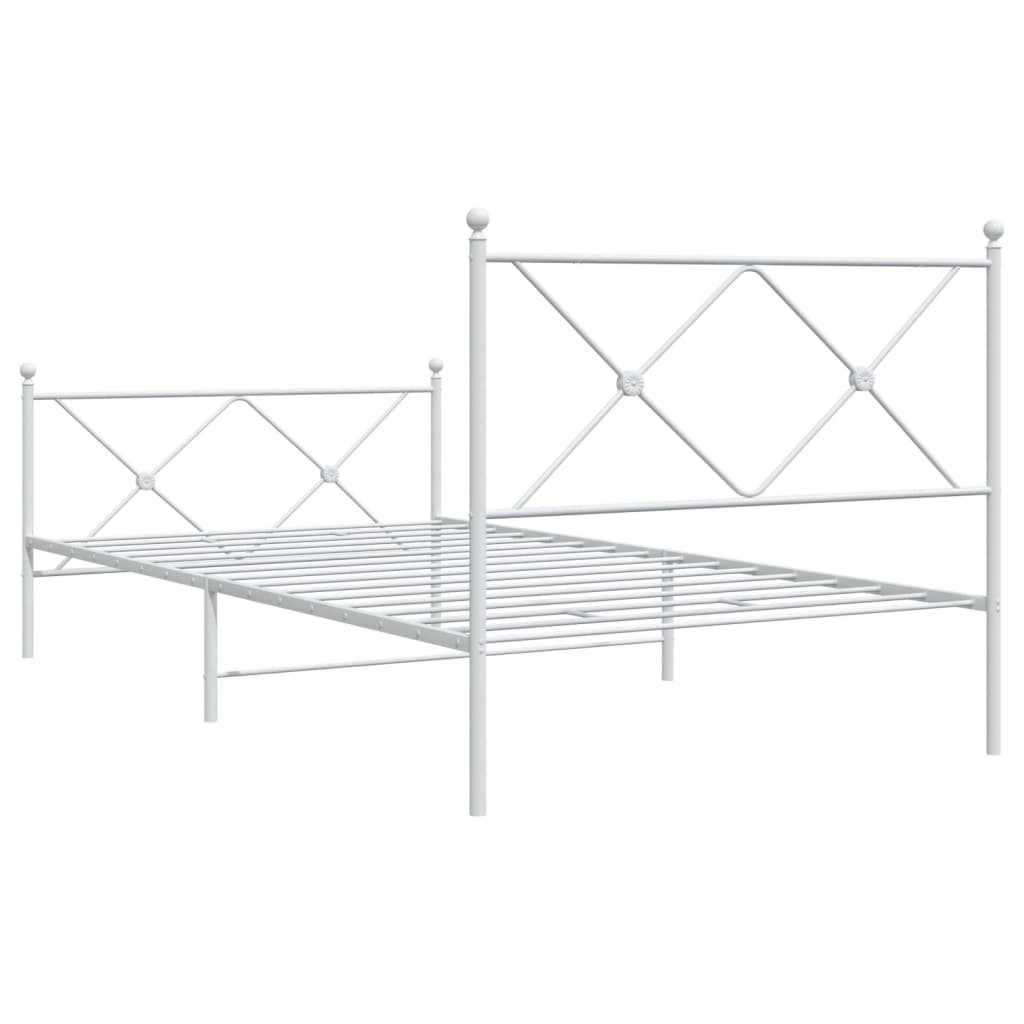 Sengeramme i metall med hode- og fotgavl hvit 107x203 cm