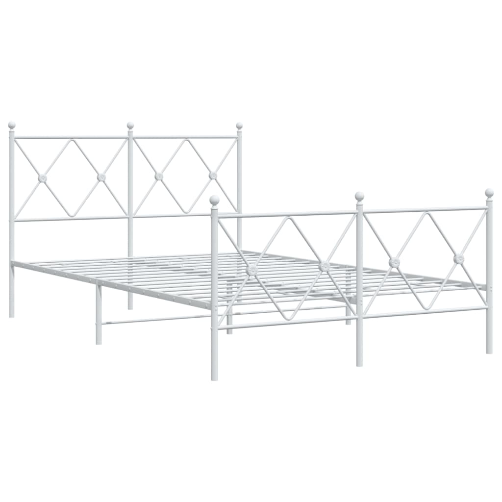 Sengeramme i metall med hode- og fotgavl hvit 120x190 cm