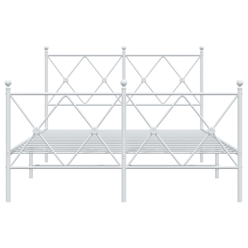 Sengeramme i metall med hode- og fotgavl hvit 120x190 cm