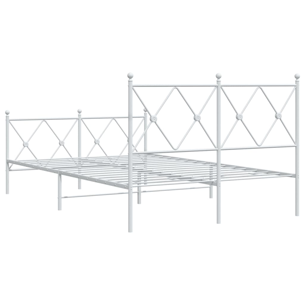 Sengeramme i metall med hode- og fotgavl hvit 120x190 cm