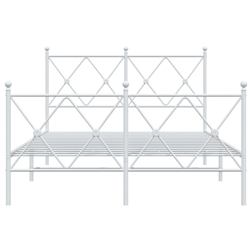 Sengeramme i metall med hode- og fotgavl hvit 120x200 cm