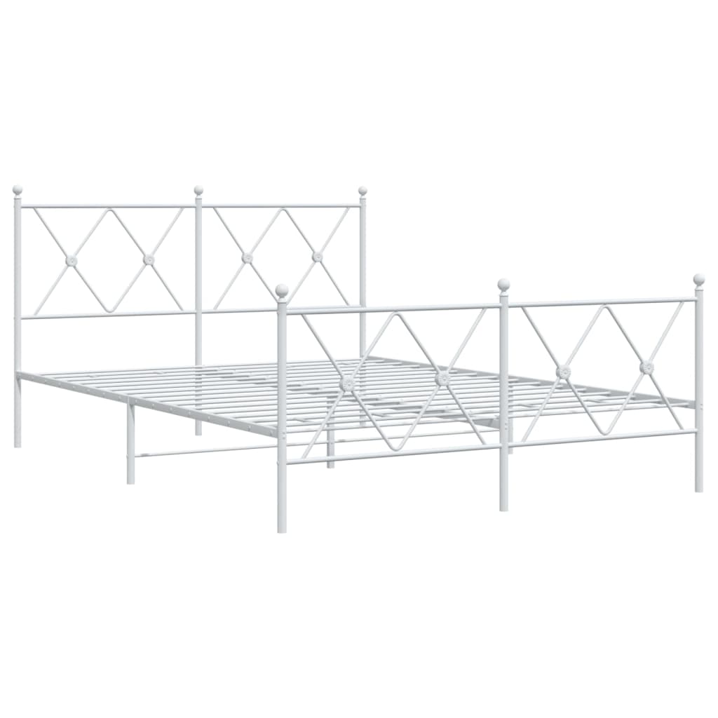 Sengeramme i metall med hode- og fotgavl hvit 137x190 cm