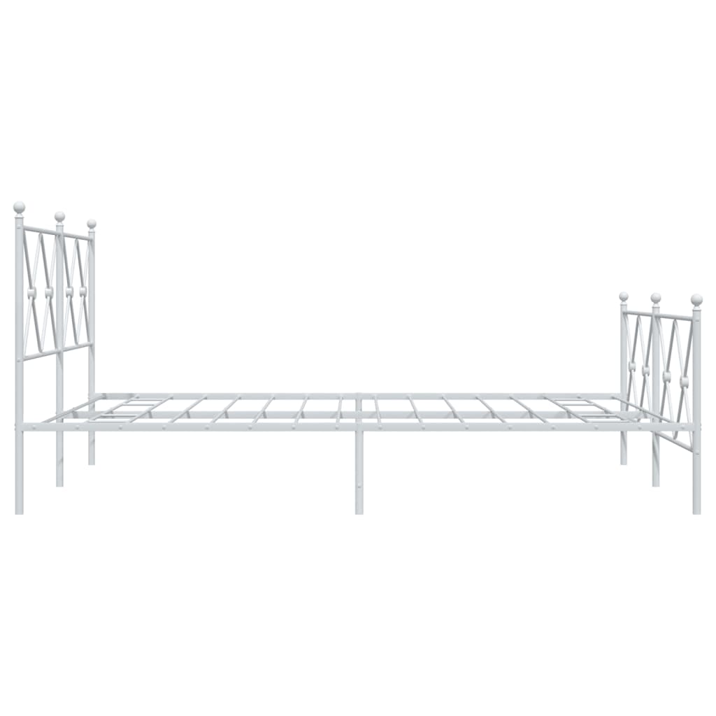 Sengeramme i metall med hode- og fotgavl hvit 137x190 cm