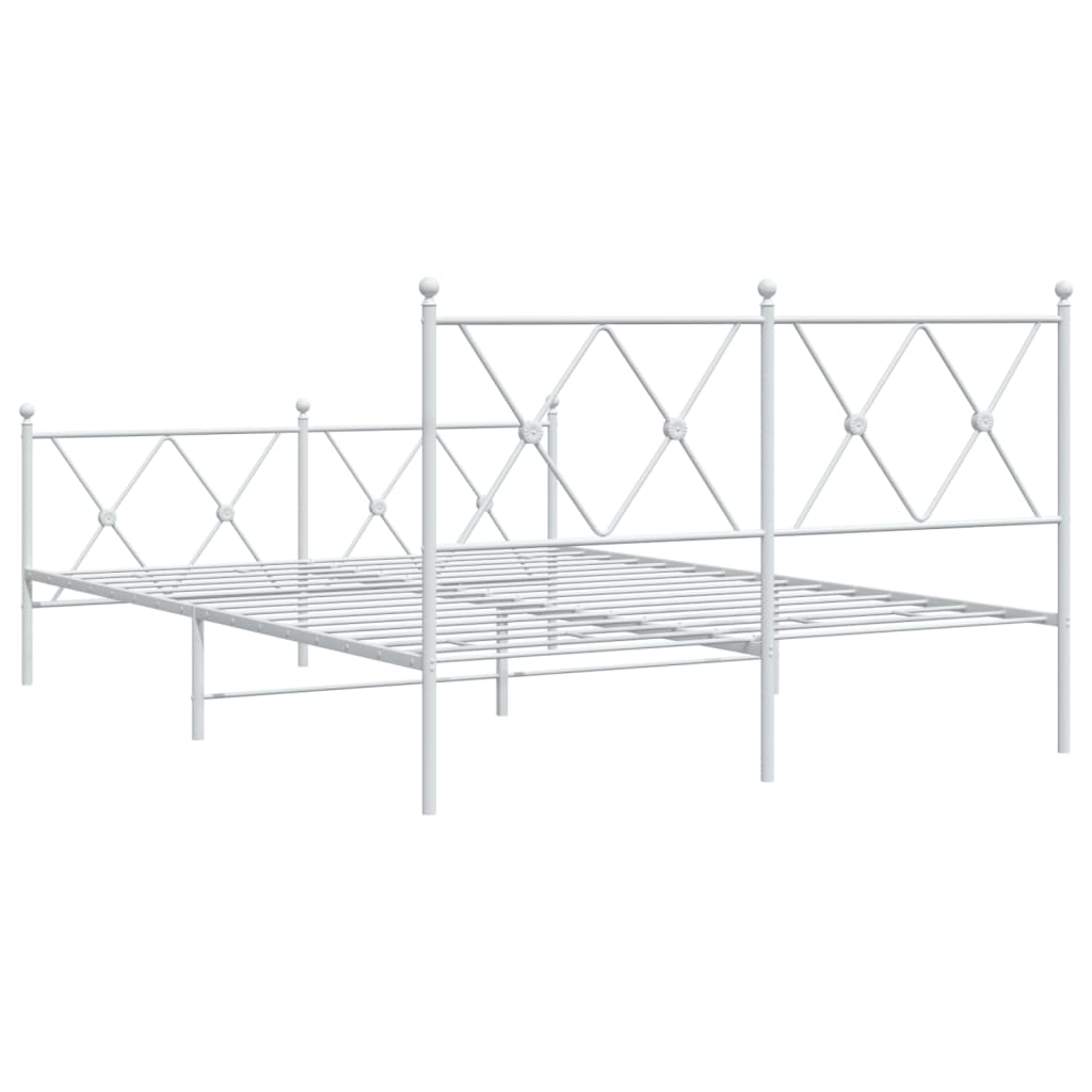 Sengeramme i metall med hode- og fotgavl hvit 137x190 cm