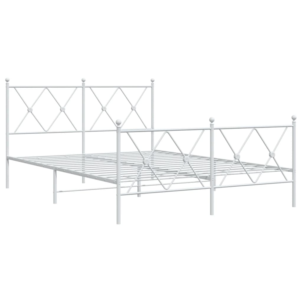 Sengeramme i metall med hode- og fotgavl hvit 140x190 cm