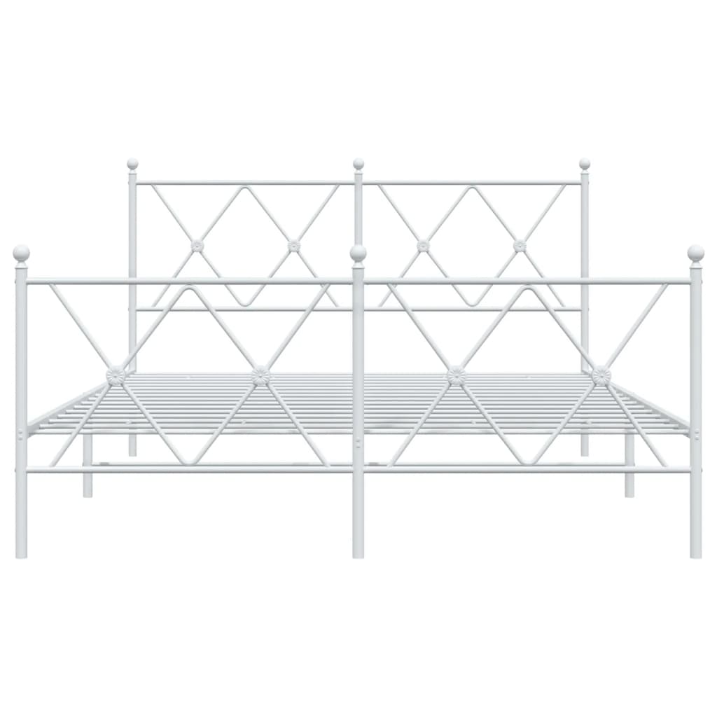 Sengeramme i metall med hode- og fotgavl hvit 140x190 cm