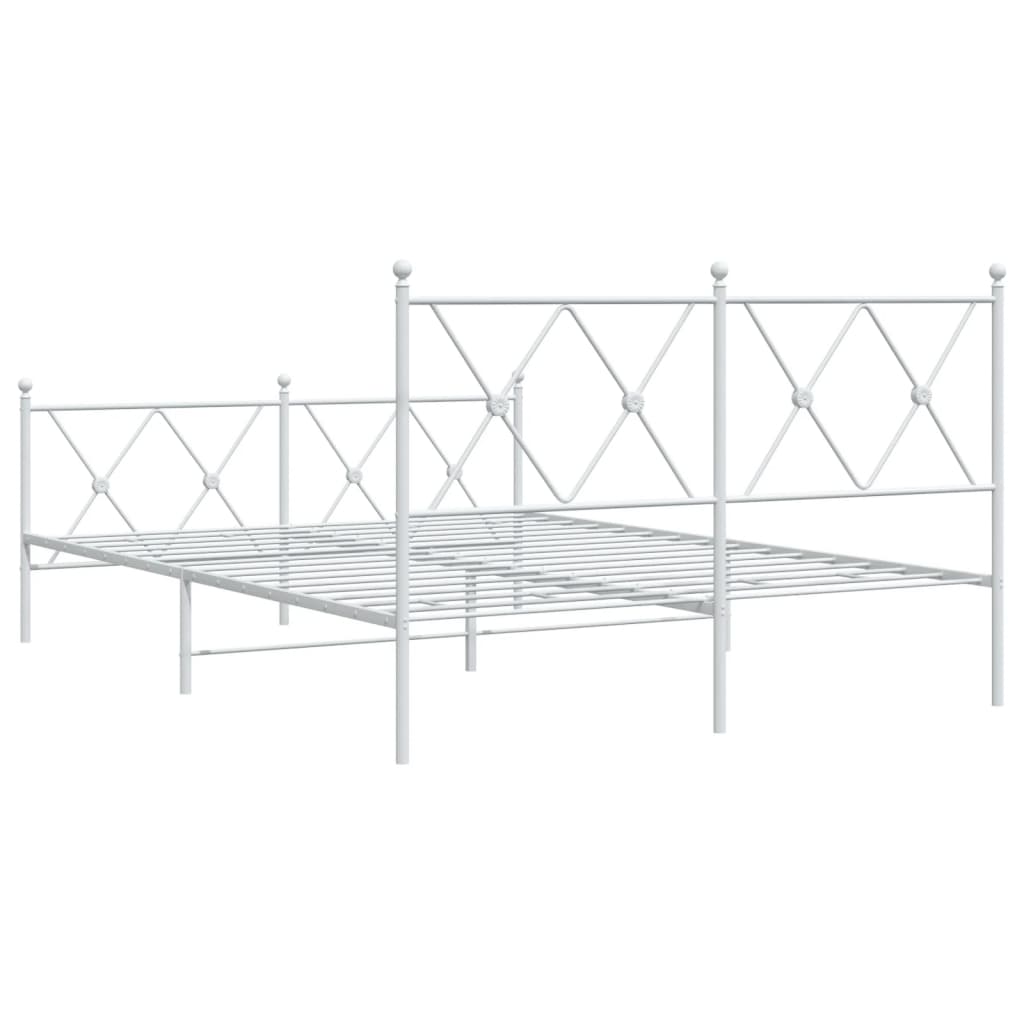Sengeramme i metall med hode- og fotgavl hvit 140x190 cm
