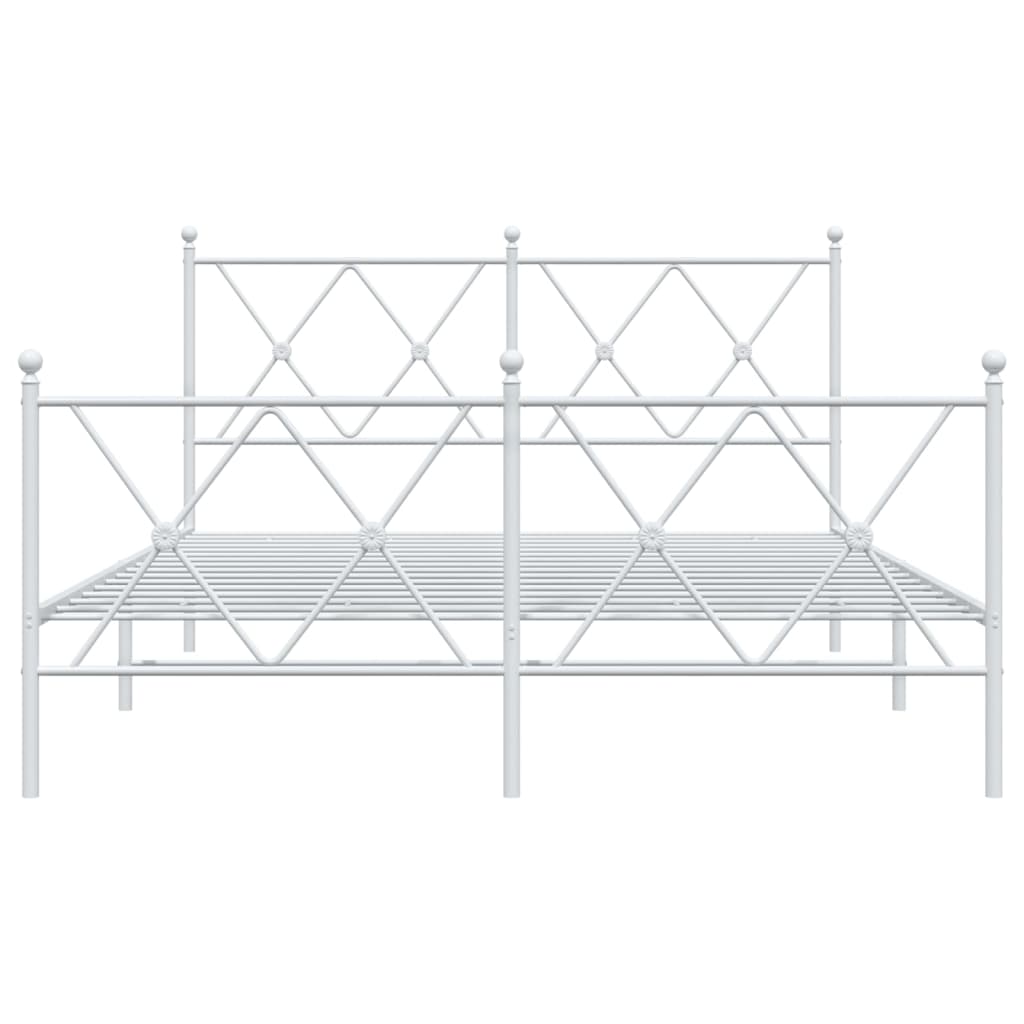 Sengeramme i metall med hode- og fotgavl hvit 140x200 cm