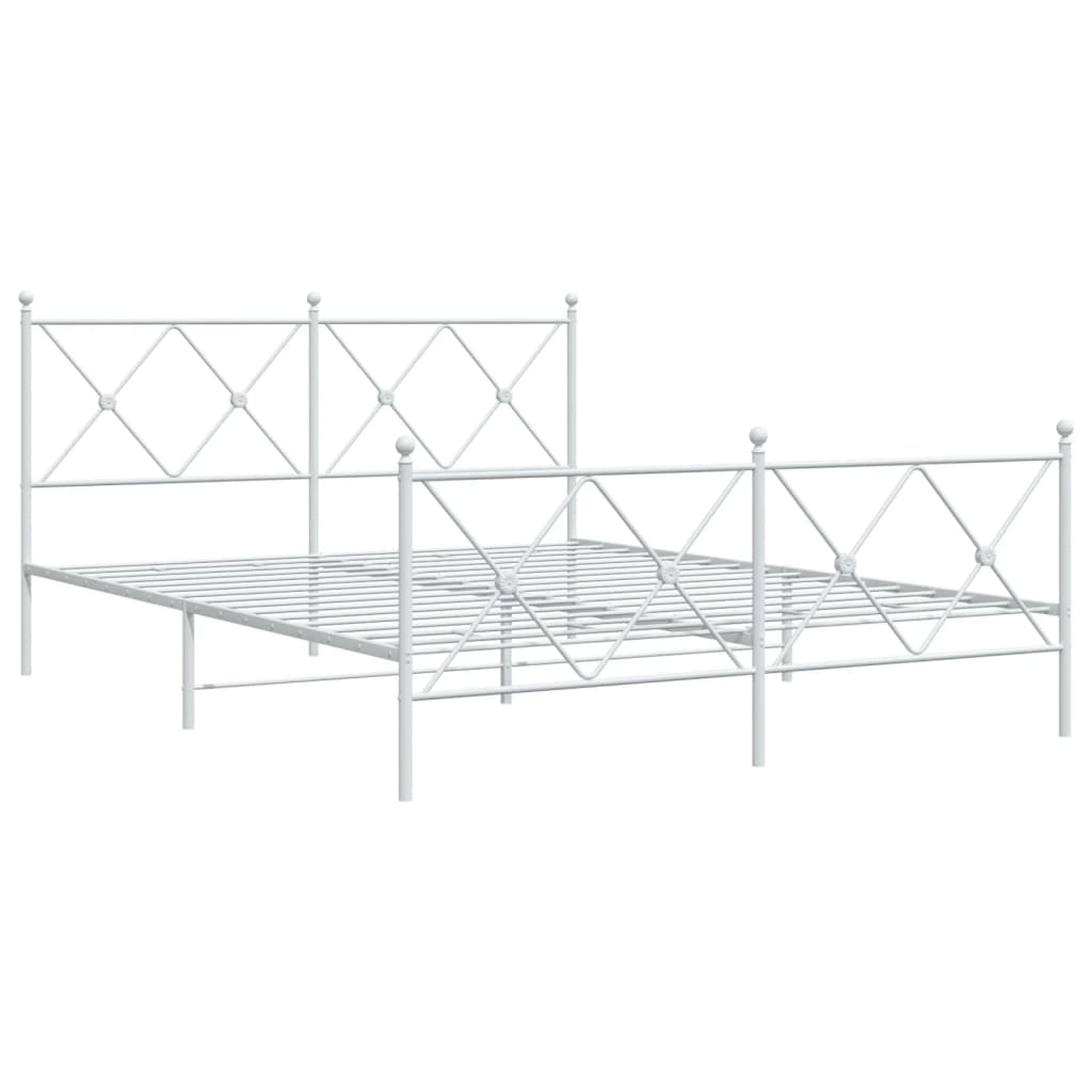 Sengeramme i metall med hode- og fotgavl hvit 150x200 cm