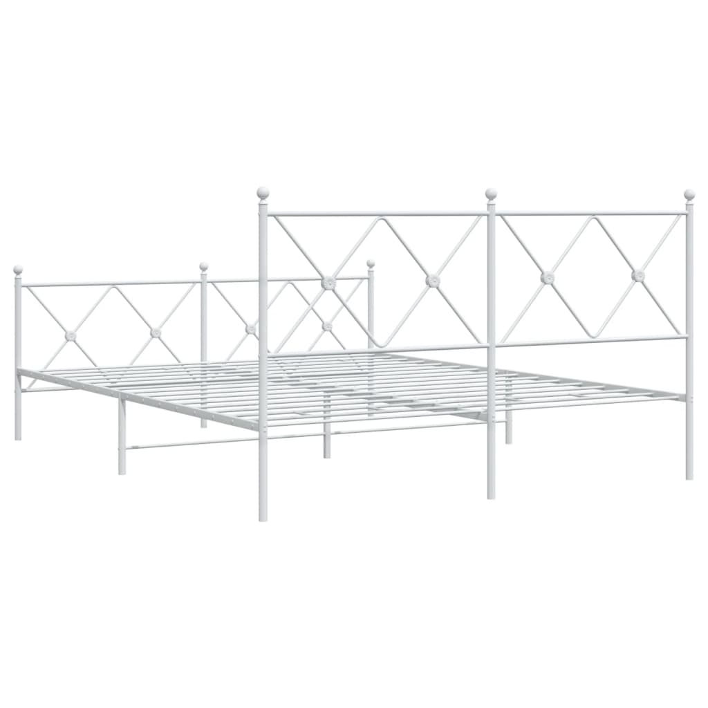 Sengeramme i metall med hode- og fotgavl hvit 150x200 cm