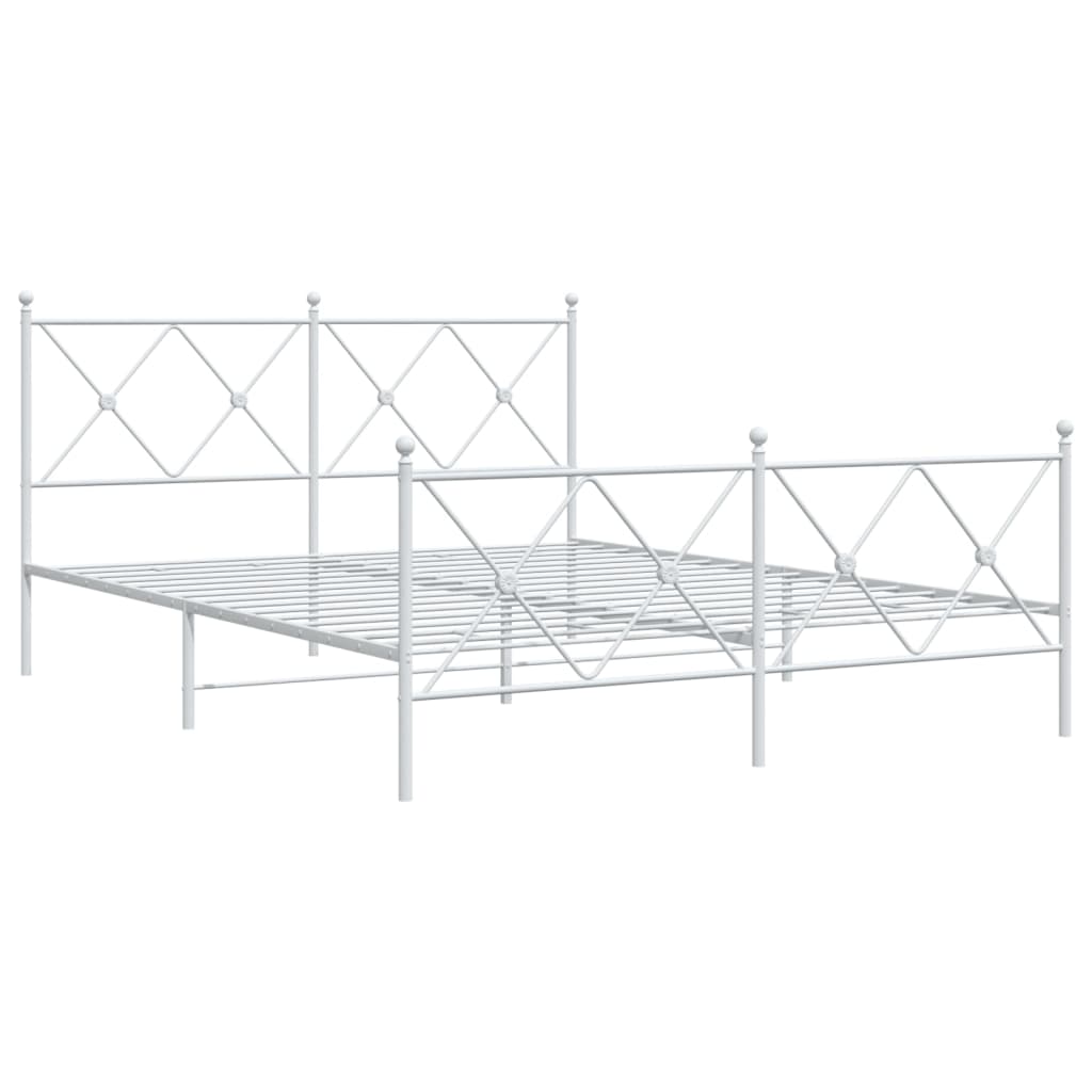 Sengeramme i metall med hode- og fotgavl hvit 160x200 cm