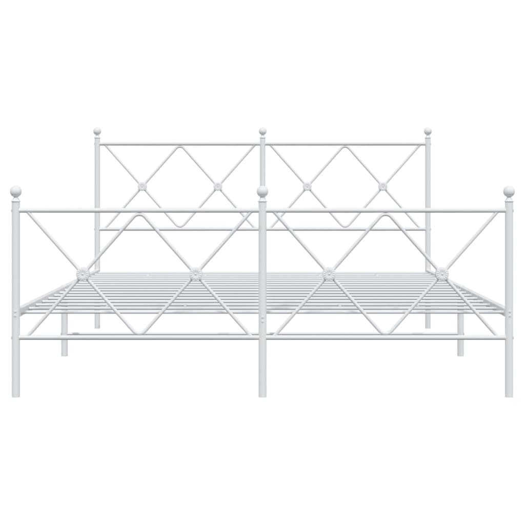 Sengeramme i metall med hode- og fotgavl hvit 160x200 cm