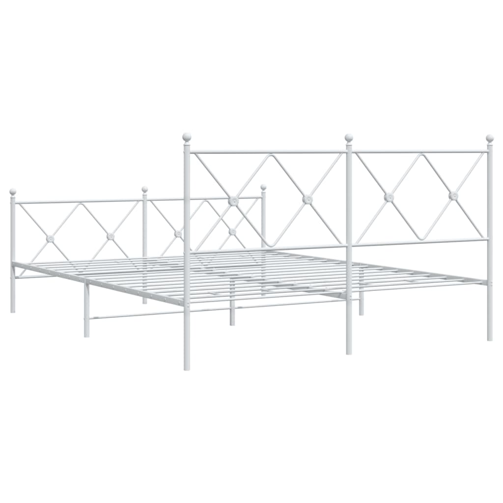 Sengeramme i metall med hode- og fotgavl hvit 160x200 cm
