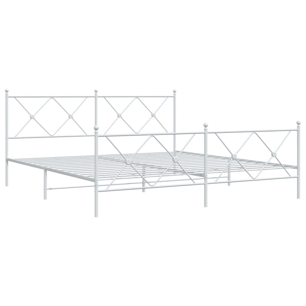 Sengeramme i metall med hode- og fotgavl hvit 180x200 cm