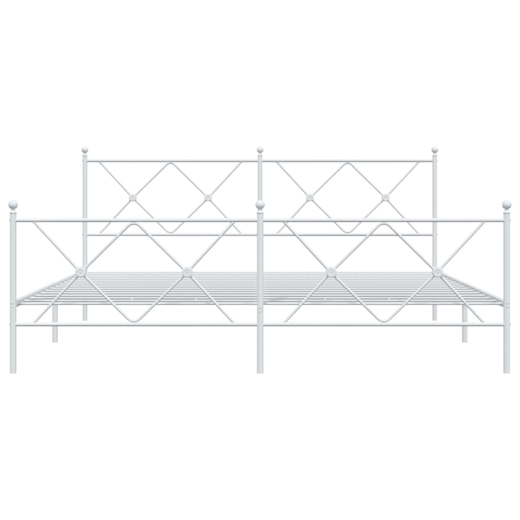 Sengeramme i metall med hode- og fotgavl hvit 180x200 cm