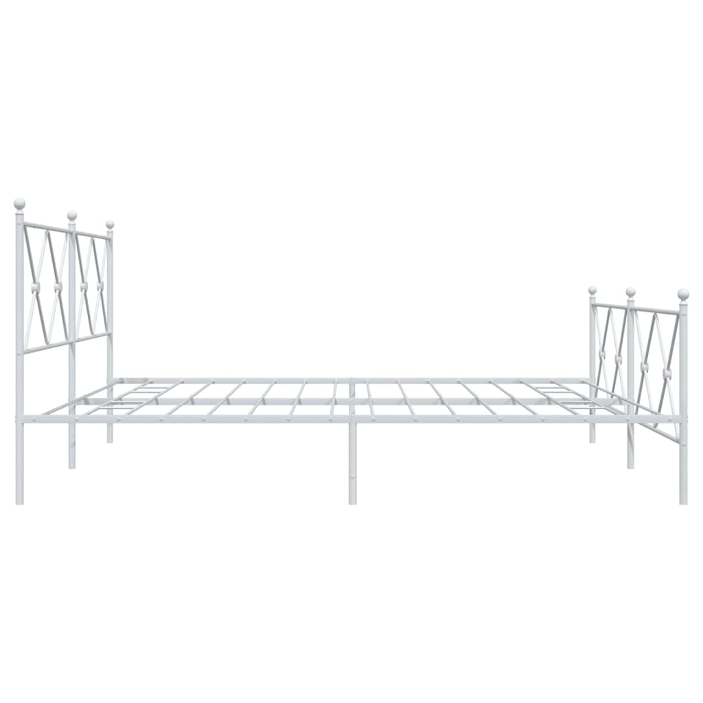 Sengeramme i metall med hode- og fotgavl hvit 180x200 cm