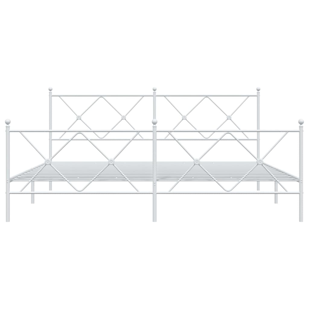 Sengeramme i metall med hode- og fotgavl hvit 183x213 cm