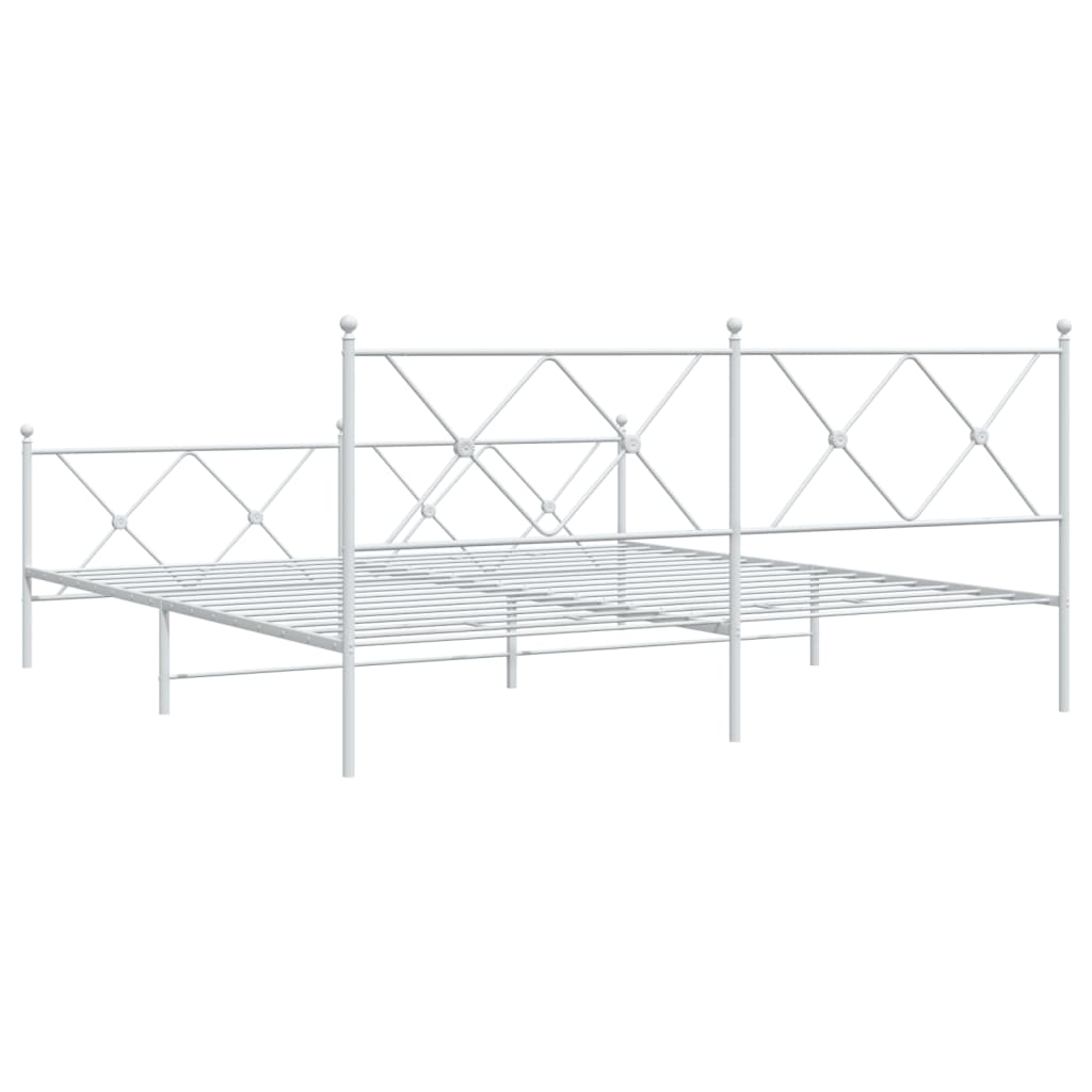 Sengeramme i metall med hode- og fotgavl hvit 183x213 cm