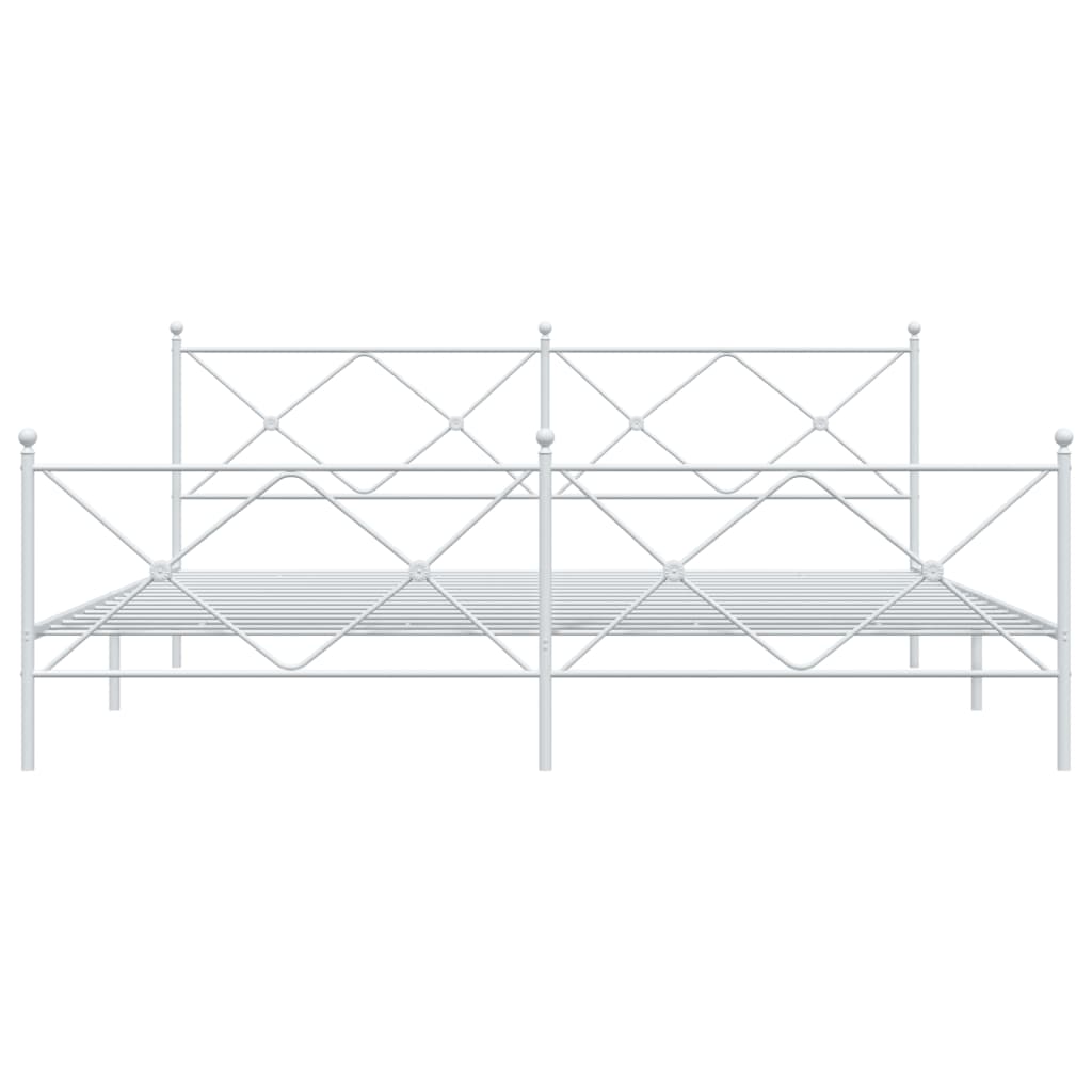 Sengeramme i metall med hode- og fotgavl hvit 193x203 cm