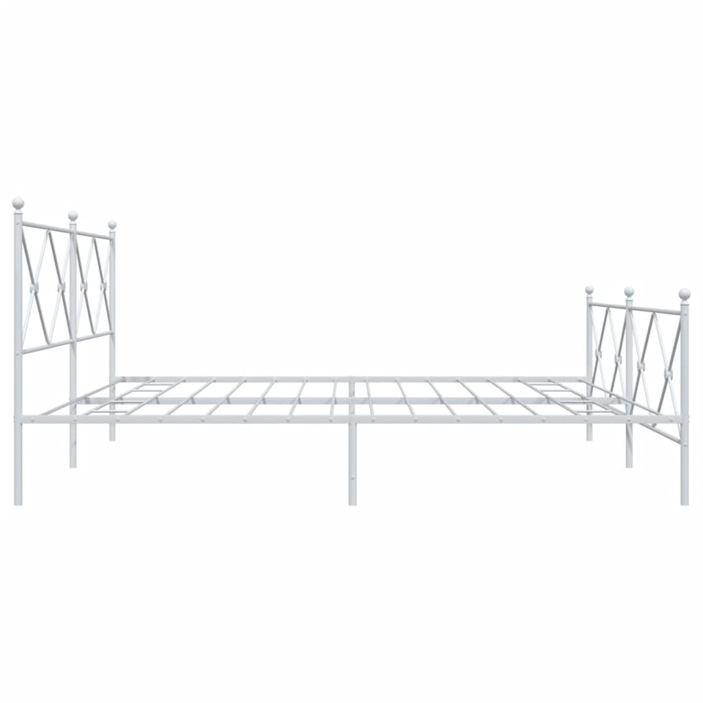 Sengeramme i metall med hode- og fotgavl hvit 193x203 cm