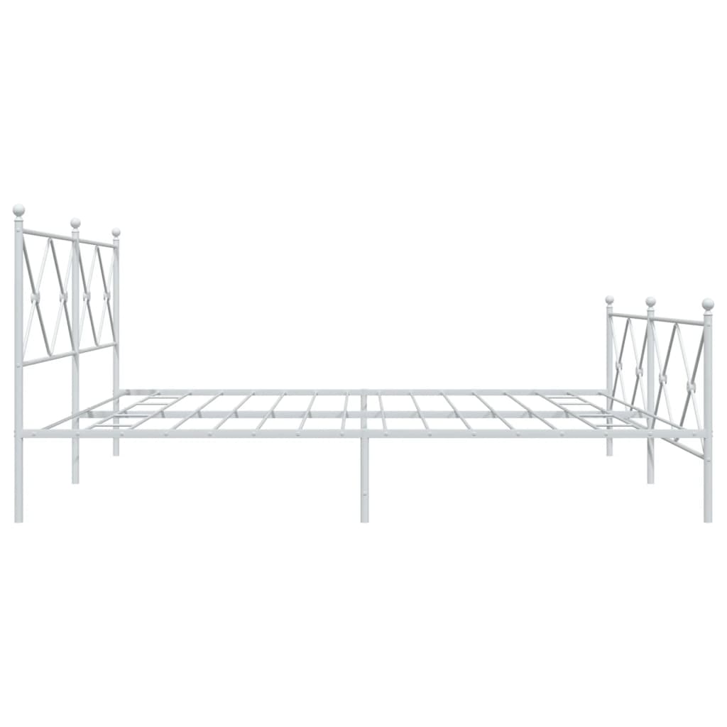 Sengeramme i metall med hode- og fotgavl hvit 200x200 cm