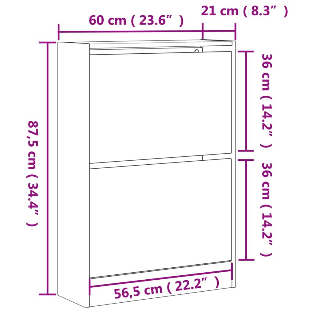 Skohylle svart 60x21x87,5 cm konstruert tre