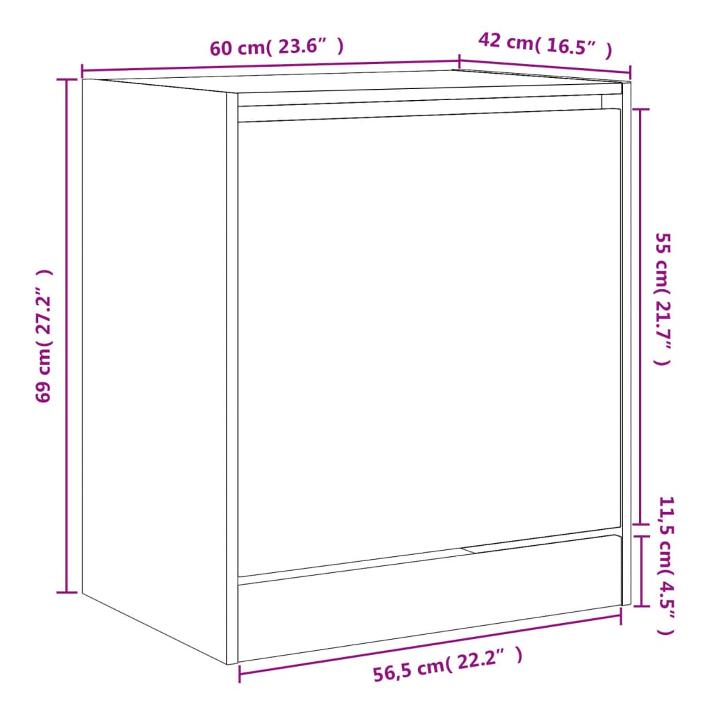 Skohylle svart 60x42x69 cm konstruert tre