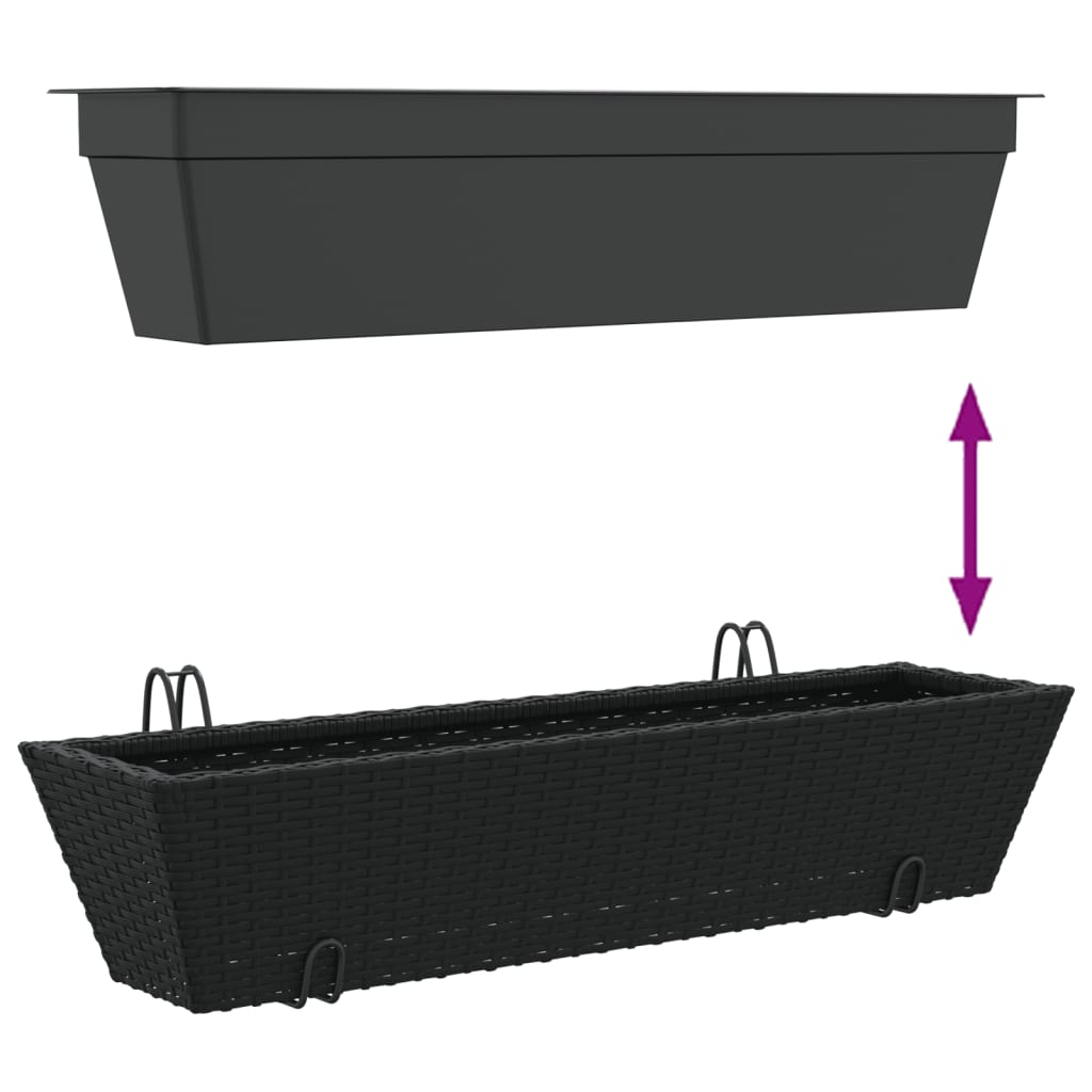 Plantekasser med kroker 2 stk svart polyrotting