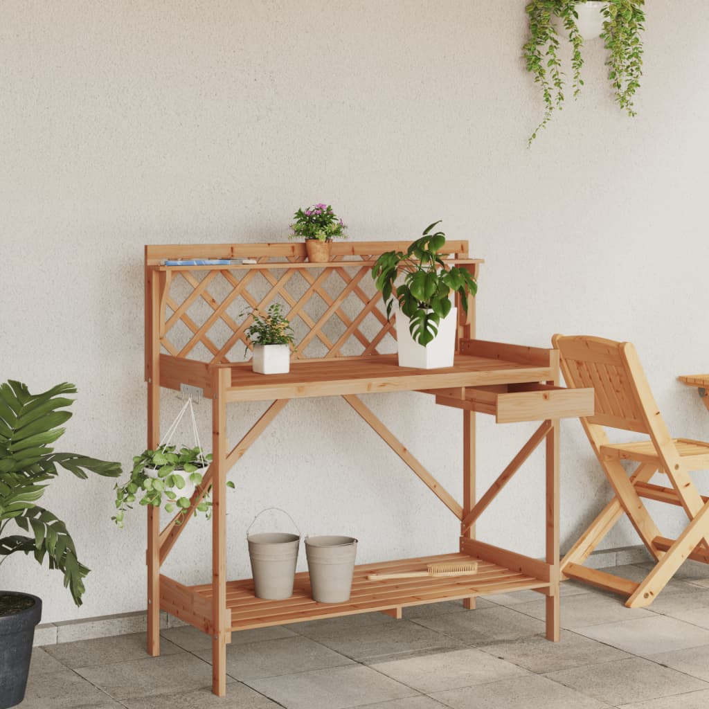 Pottebenk med espalier brun heltre gran