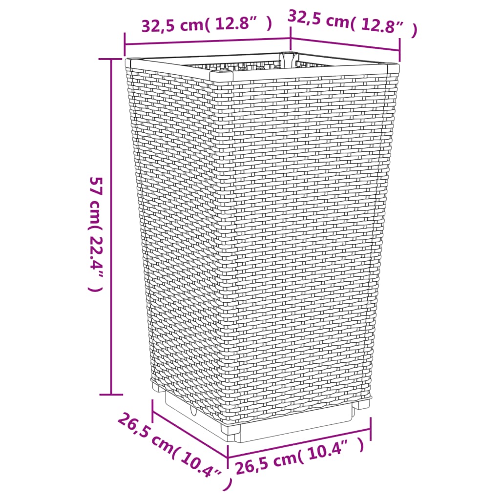 Plantekasser 2 stk lysegrå 32,5x32,5x57 cm PP