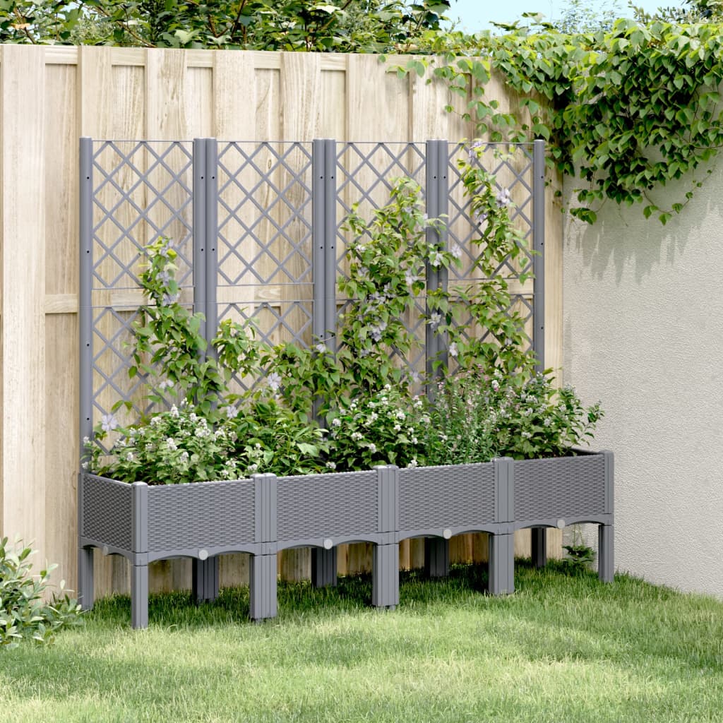 Plantekasse med espalier grå 160x40x142 cm PP