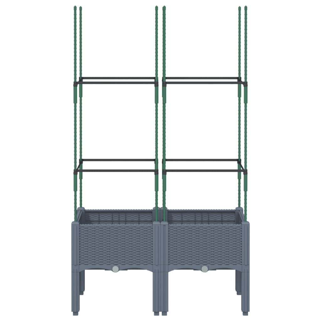 Plantekasse med espalier grå 80x40x142,5 cm PP