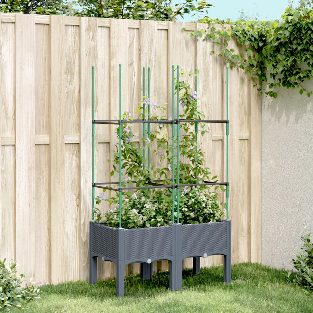 Plantekasse med espalier grå 80x40x142,5 cm PP