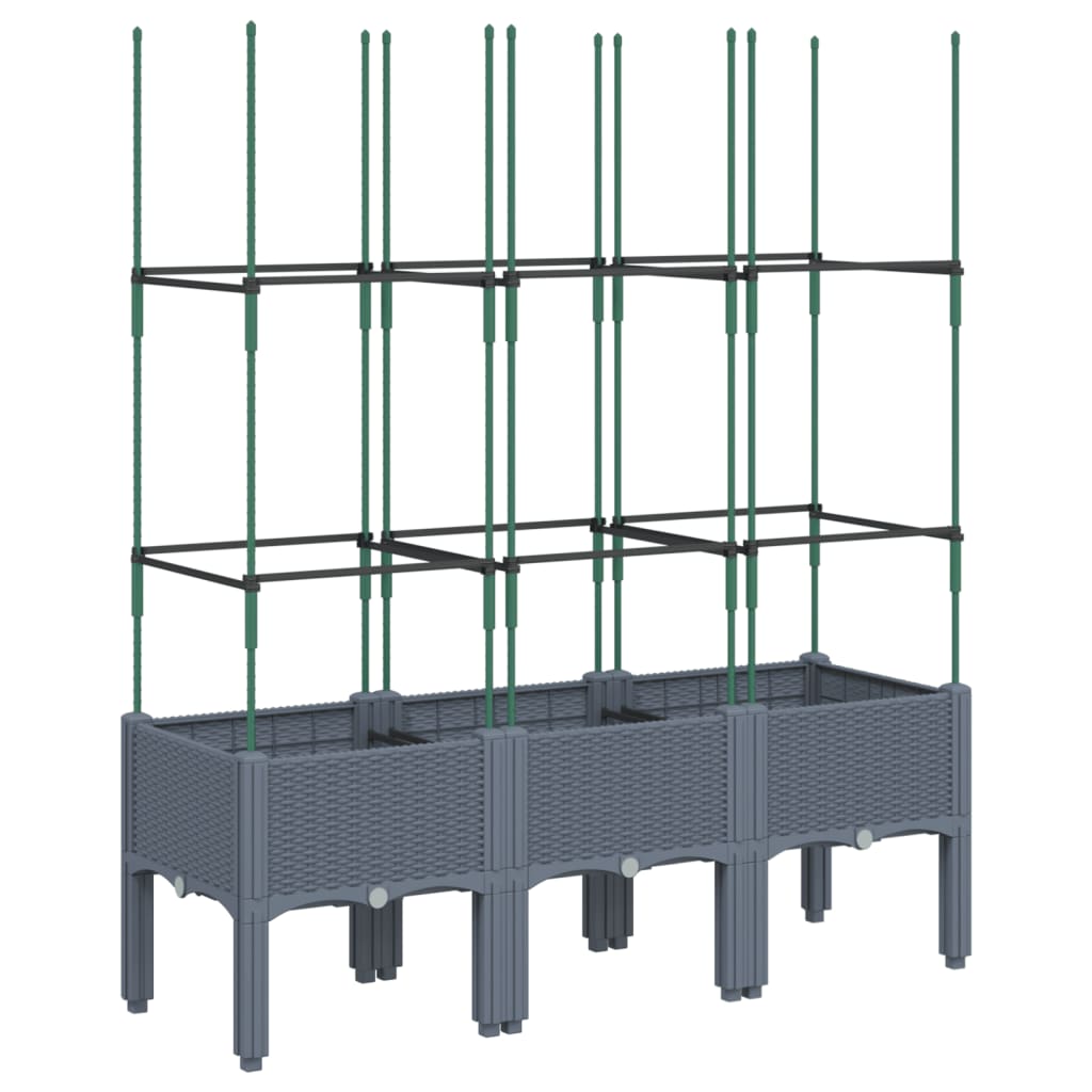 Plantekasse med espalier grå 120x40x142,5 cm PP