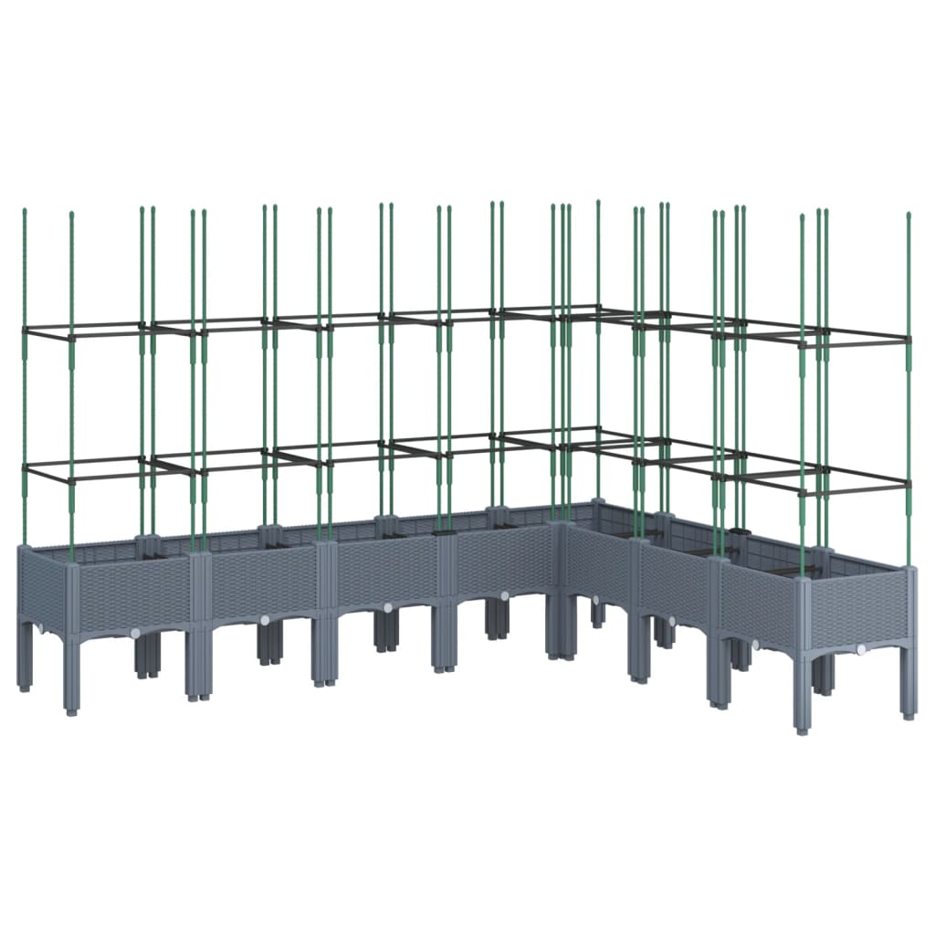 Plantekasse med espalier grå 200x160x142,5 cm PP