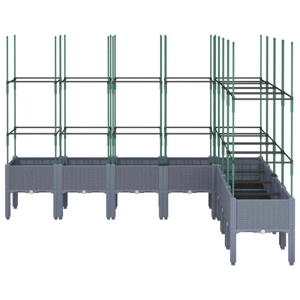 Plantekasse med espalier grå 200x160x142,5 cm PP