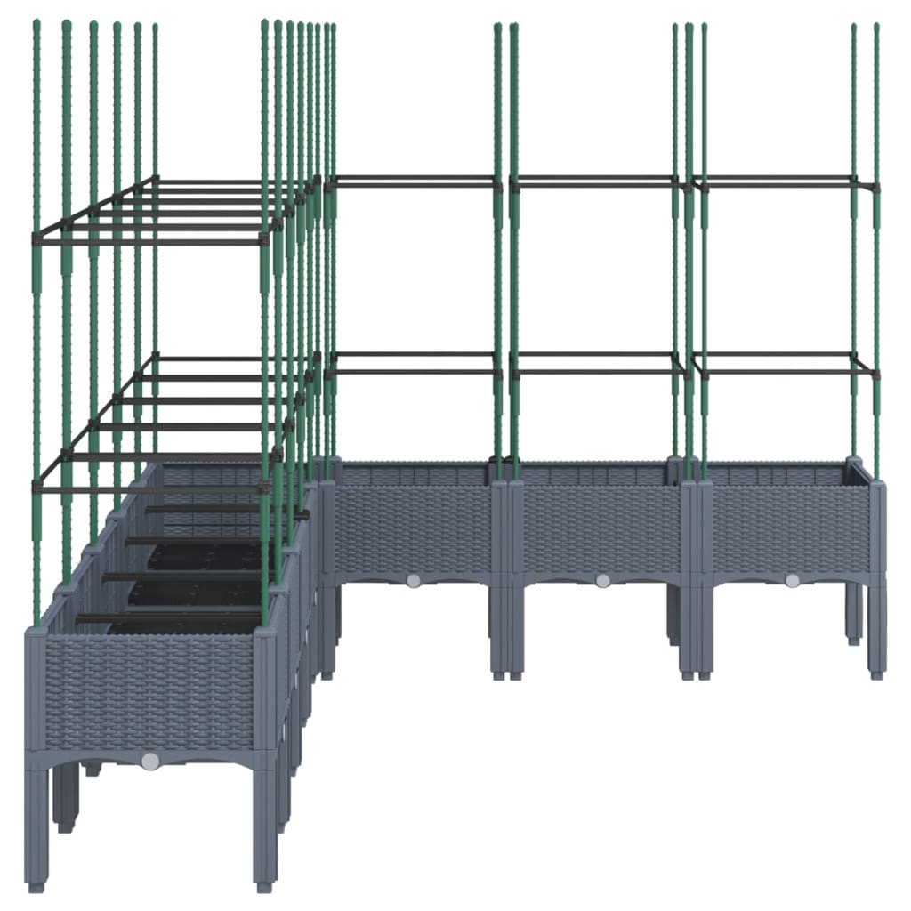 Plantekasse med espalier grå 200x160x142,5 cm PP