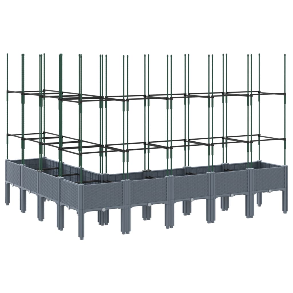 Plantekasse med espalier grå 200x160x142,5 cm PP
