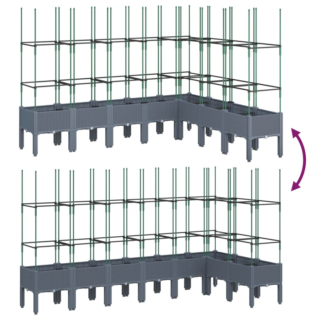Plantekasse med espalier grå 200x160x142,5 cm PP