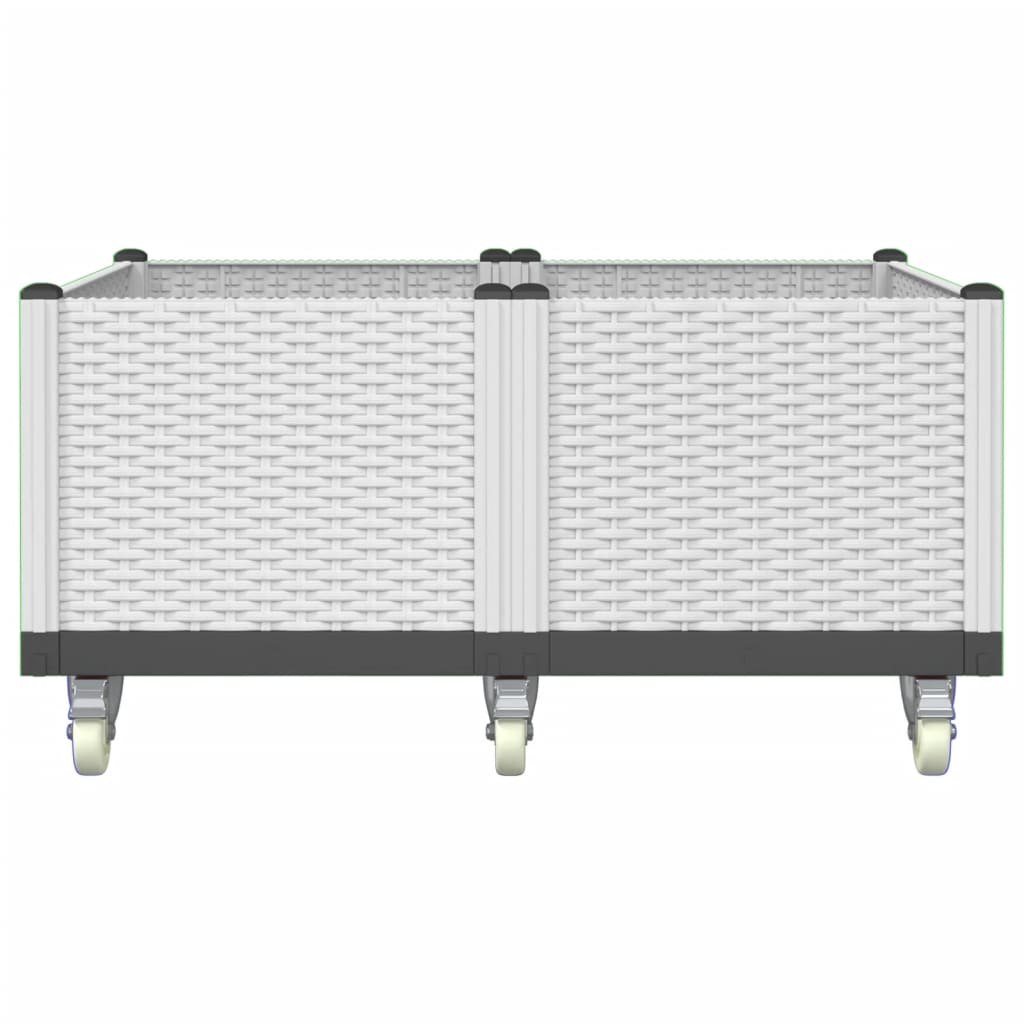 Plantekasse med hjul hvit 100x80x54 cm PP