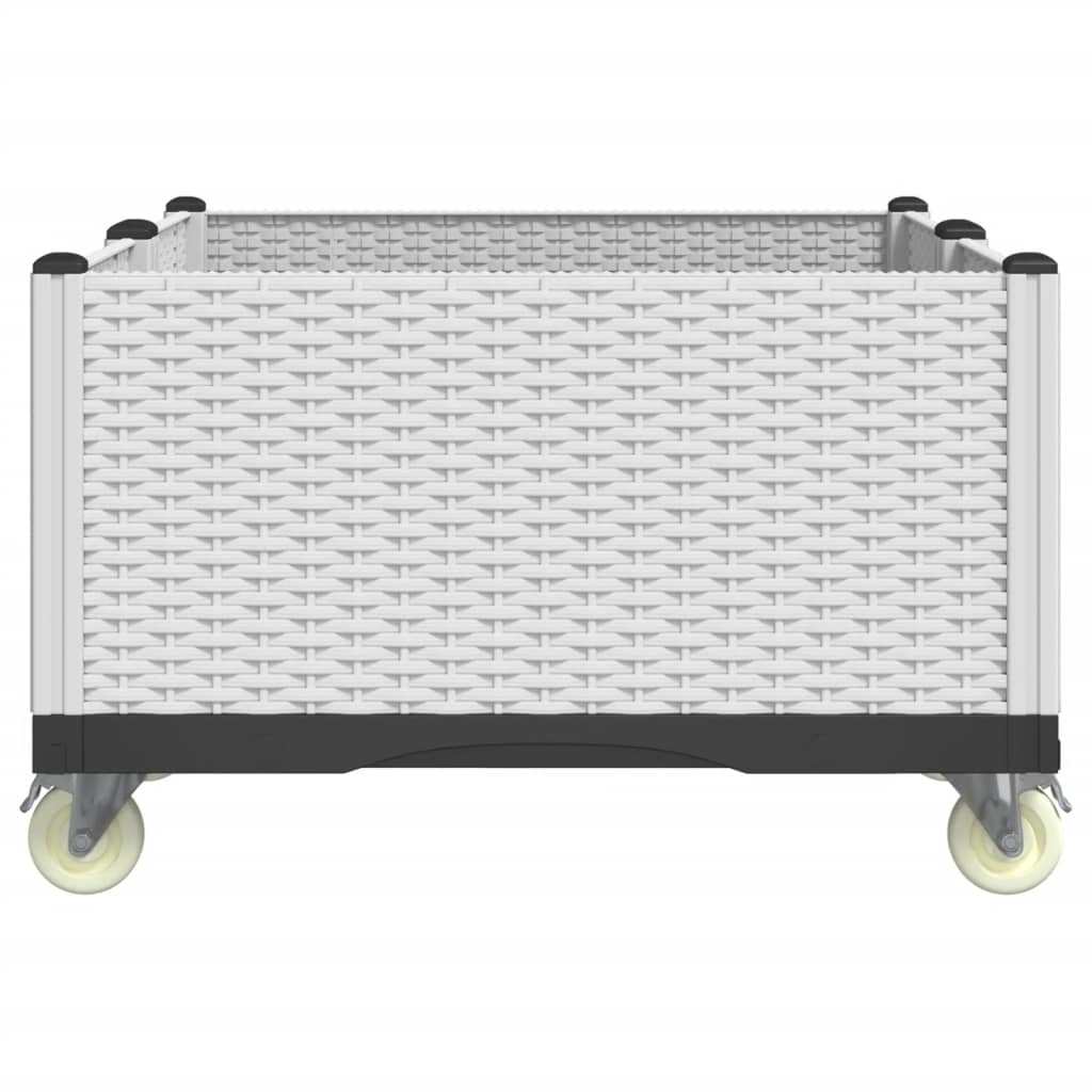 Plantekasse med hjul hvit 100x80x54 cm PP