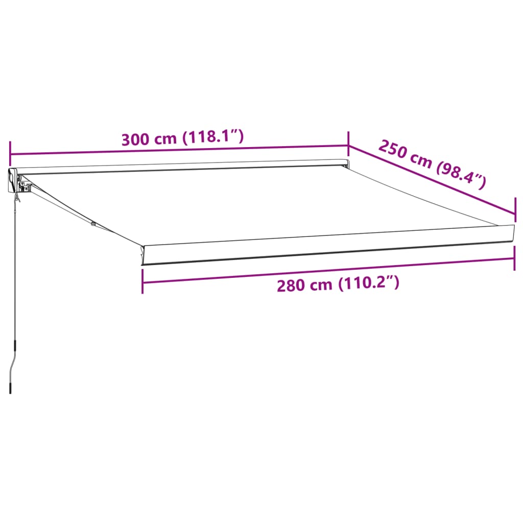 Manuell uttrekkbar markise brun 300x250 cm