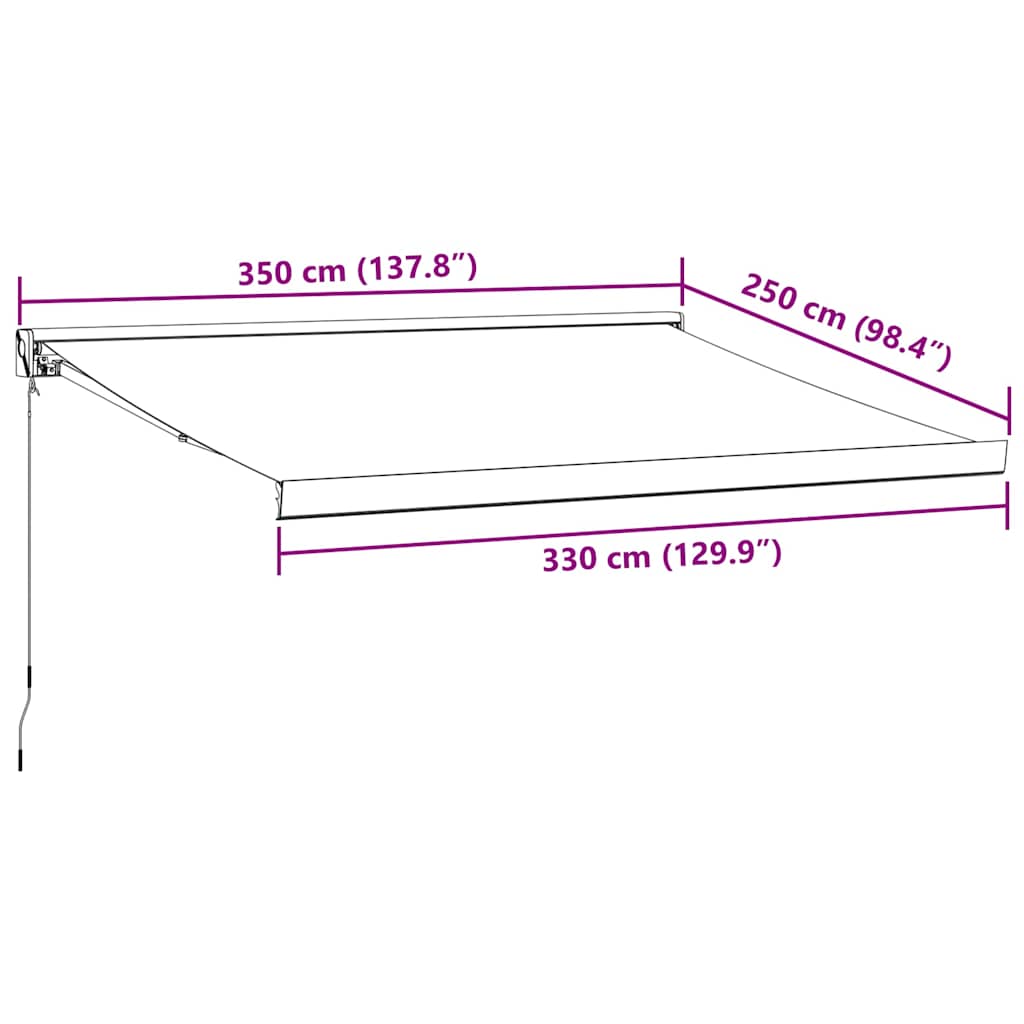 Uttrekkbar markise antrasitt og hvit 3,5x2,5 m stoff aluminium