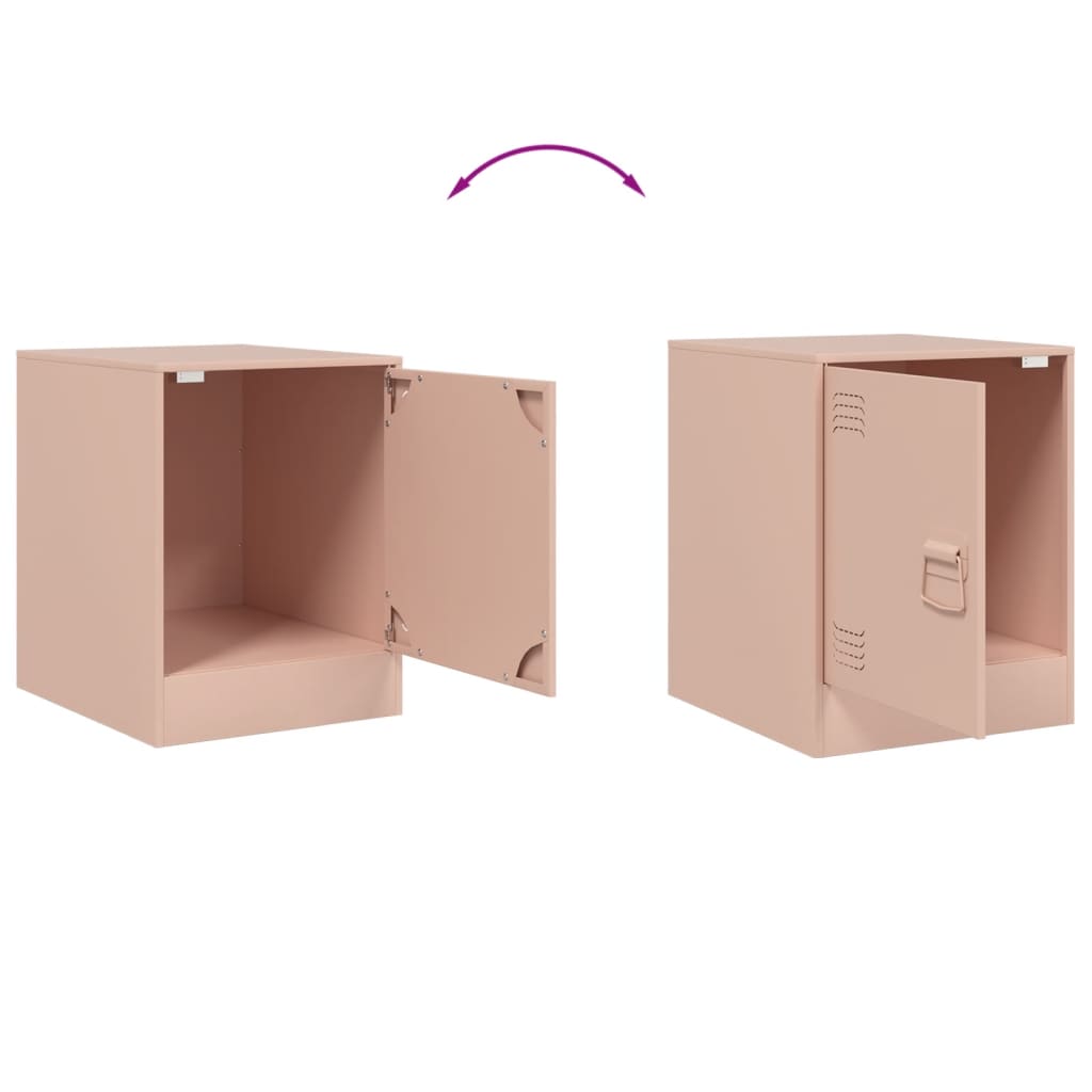 Nattbord 2 stk rosa 34,5x39x44 cm stål