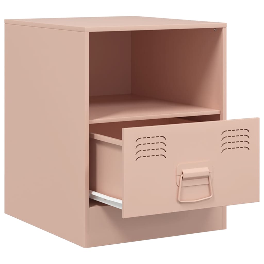 Nattbord 2 stk rosa 34,5x39x44 cm stål