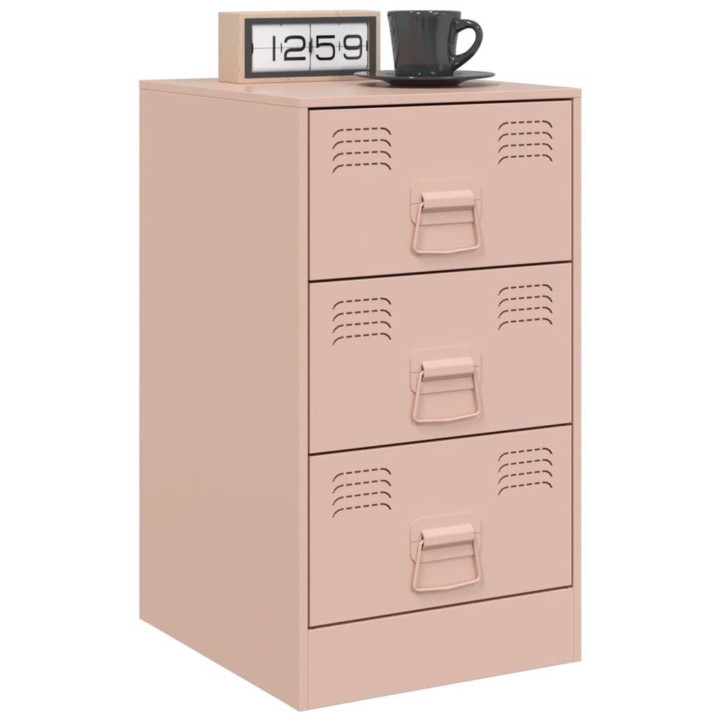 Nattbord 2 stk rosa 34,5x39x62 cm stål
