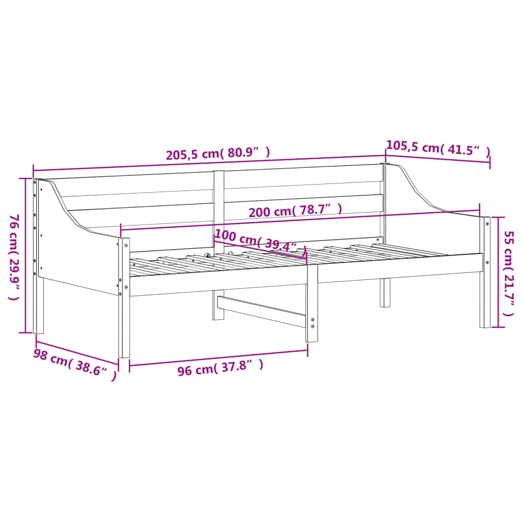 Dagseng voksbrun 100x200 cm heltre furu