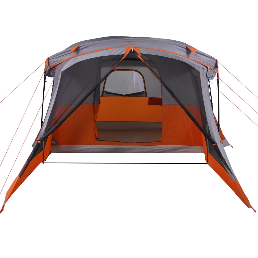 Campingtelt med veranda 4 personer grå og oransje vanntett